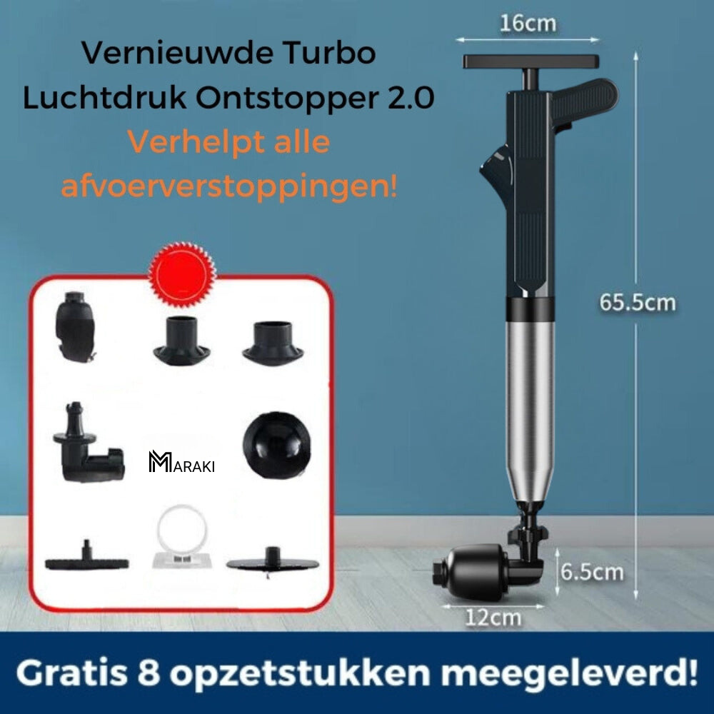 Verbeterde Turbo Luchtdruk Ontstopper 2.0™ - Verhelpt alle afvoerverstoppingen!