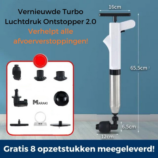 Verbeterde Turbo Luchtdruk Ontstopper 2.0™ - Verhelpt alle afvoerverstoppingen!