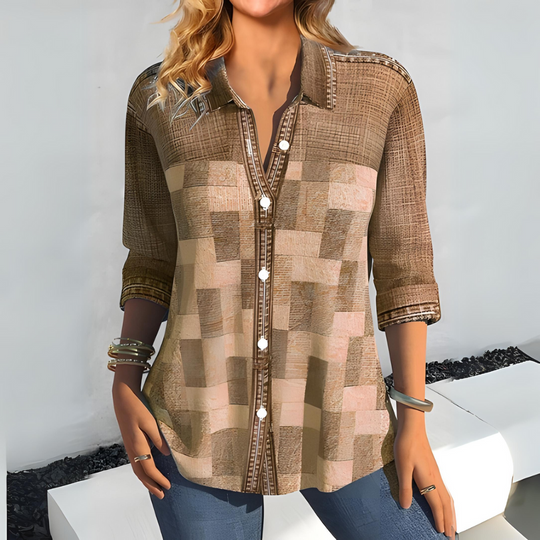 Sophie | Casual Geruite Blouse