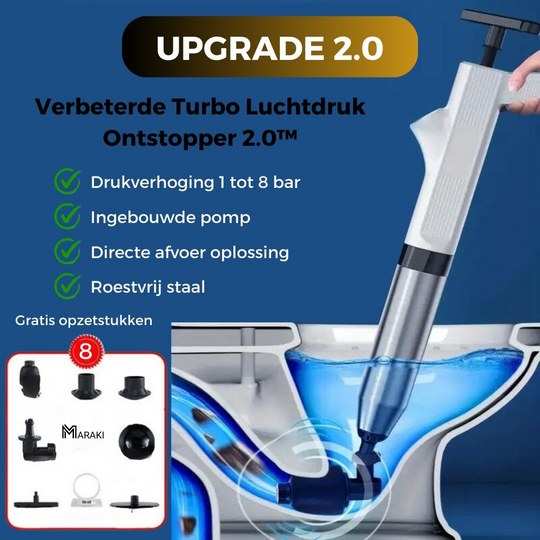 Verbeterde Turbo Luchtdruk Ontstopper 2.0™ - Verhelpt alle afvoerverstoppingen!