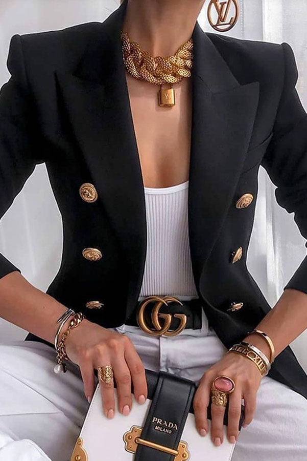 Wanya Blazer | Dubbelrij Blazer met Gouden Knopen