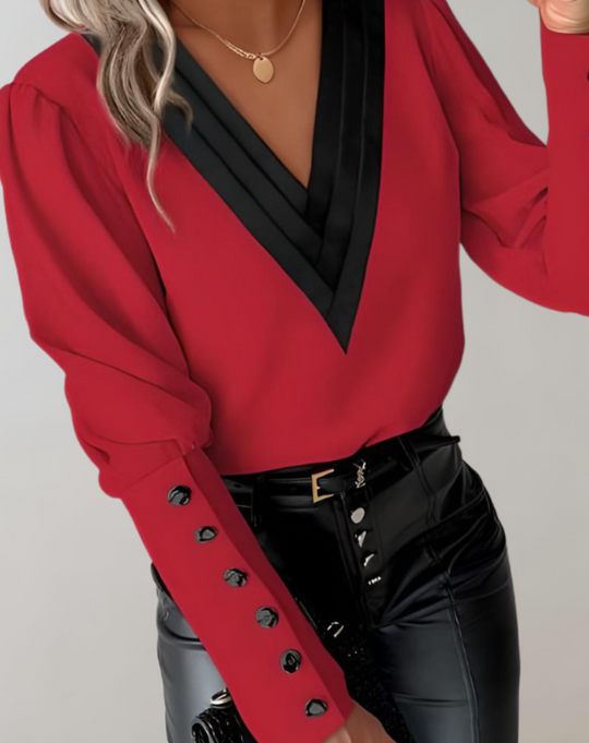 Nova - Trendy Longsleeve Top Met V-Hals