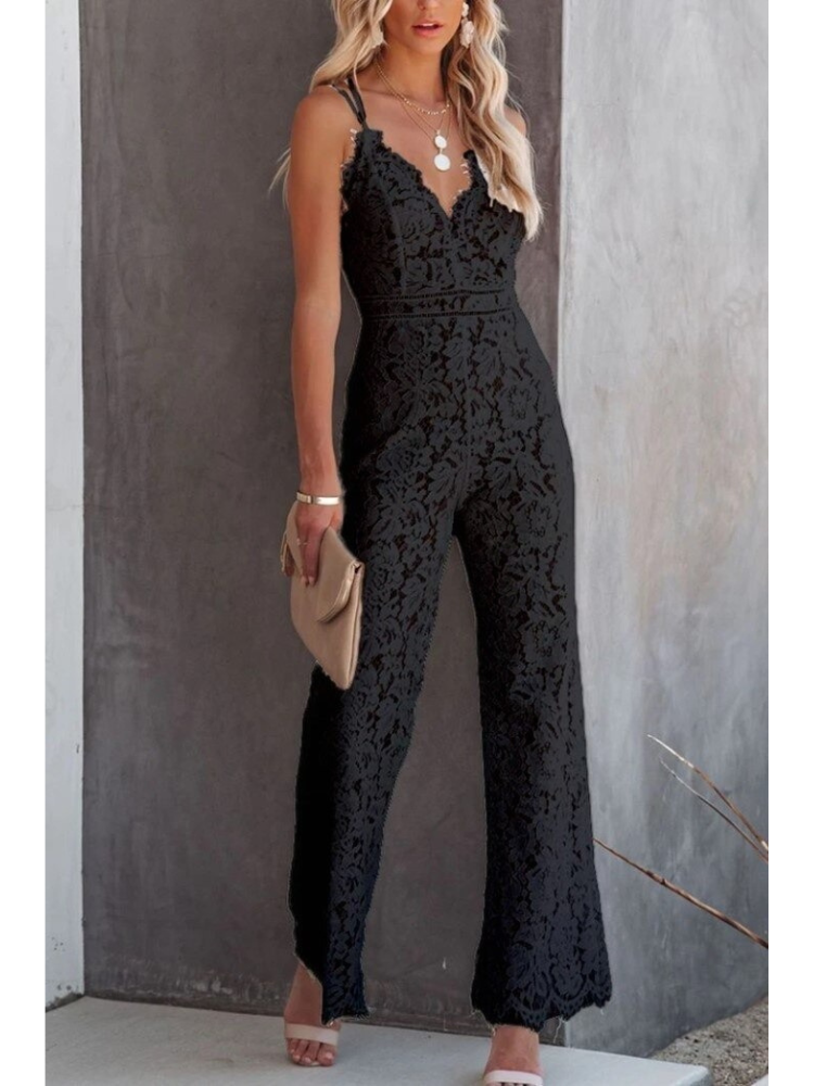 Felicia | Jumpsuit met V-hals en kanten rug