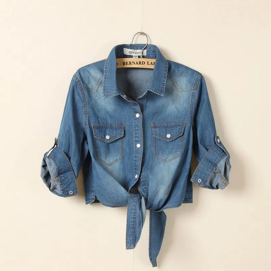 Sophia -Trendy Denim Top