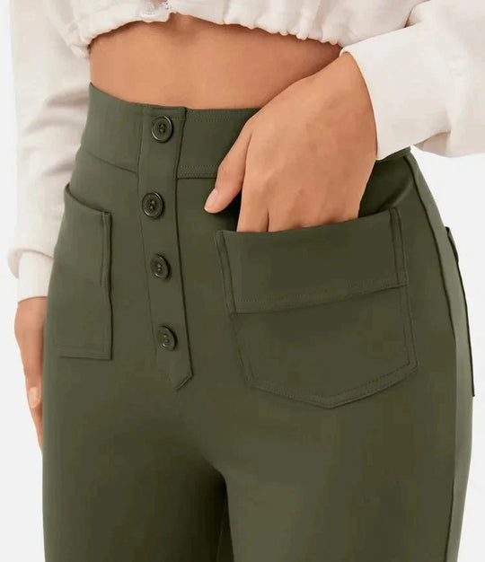 Dames| High-waisted elastische casual broek MARAKI